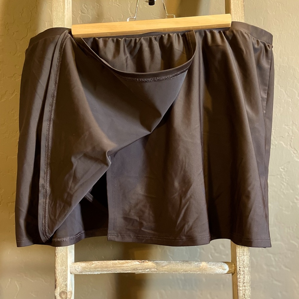 Croft & Barrow 24W Swim Skirt with Slit Dark Brown